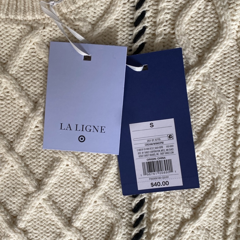 La Ligne x Target Cable-knit Whipstich Stripe Crewneck Sweater, Size Small - Picture 4 of 7